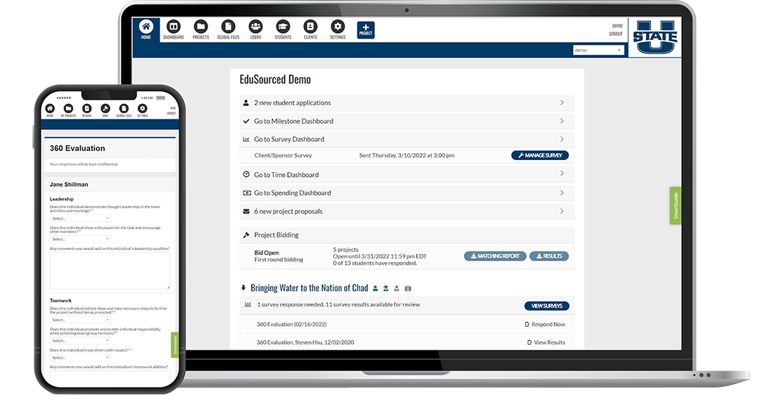 EduSourced Experiential Learning platform on devices
