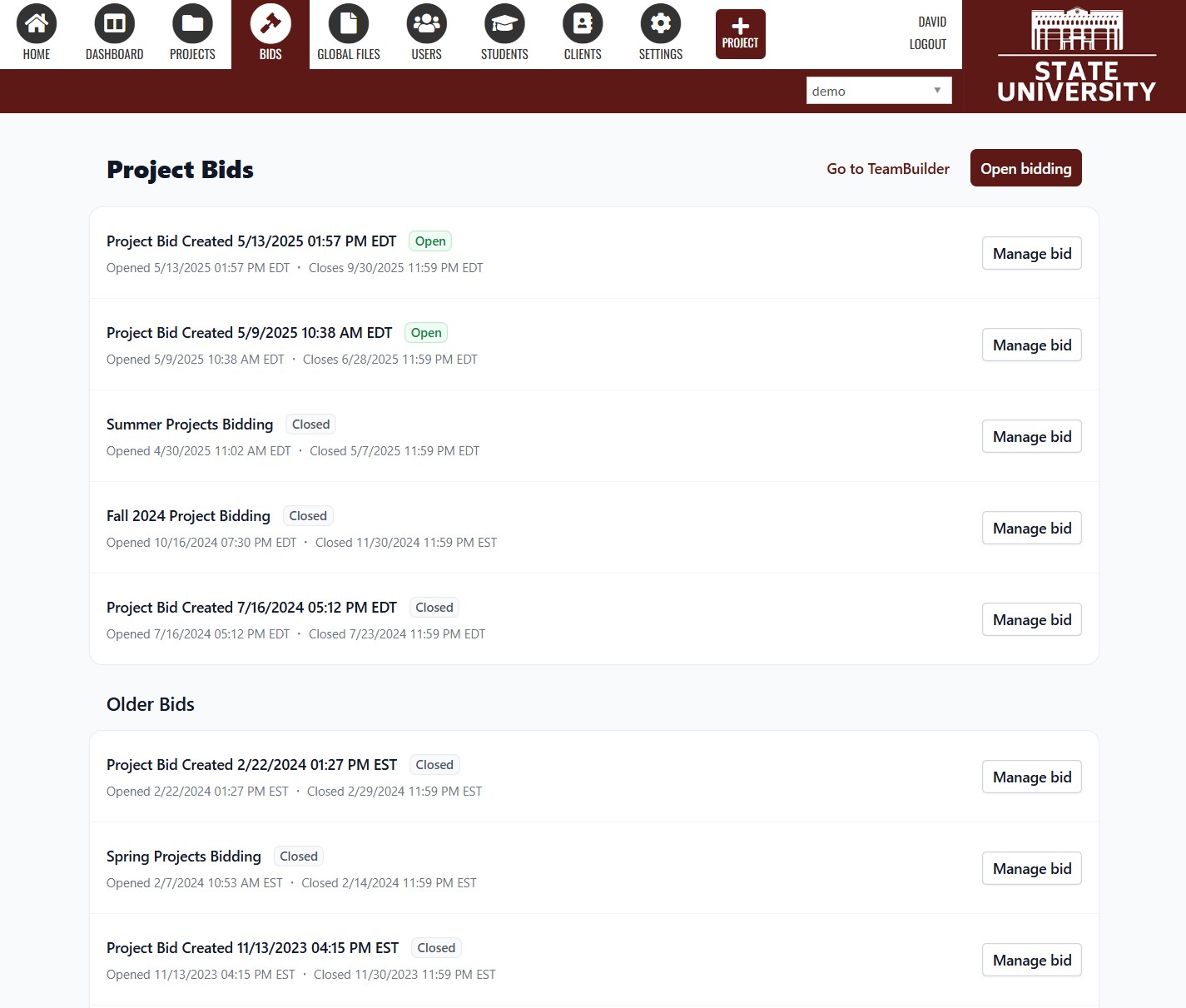 bidding page