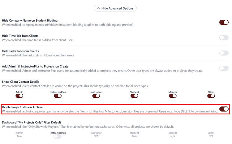 Delete files on archive option